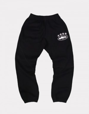 Mens Corteiz 4starz Alcatraz Sweatpants Black | U3S-1840