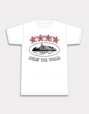 Mens Corteiz 4starz Alcatraz T Shirts White | Y3G-4351