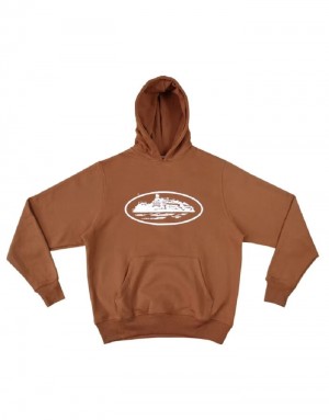 Mens Corteiz Alcatraz Hoodie Brown | I1V-3934