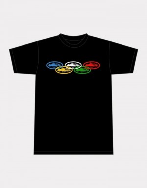 Mens Corteiz Alcatraz Olympic T Shirts Black | E1T-8252