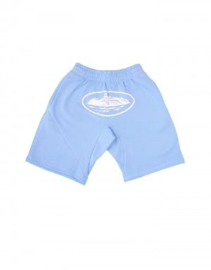 Mens Corteiz Alcatraz Shorts Blue | G5H-6132