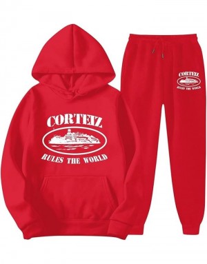 Mens Corteiz Alcatraz Tracksuits Red | L7N-7314