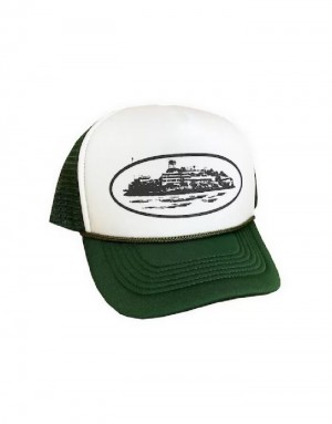 Mens Corteiz Alcatraz Trucker Caps Green | X0J-5583