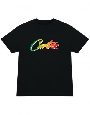 Mens Corteiz Allstarz Gradient Carni T Shirts Black | J0W-9757