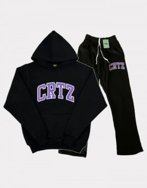 Mens Corteiz Crtz Tracksuits Black | P6T-1579