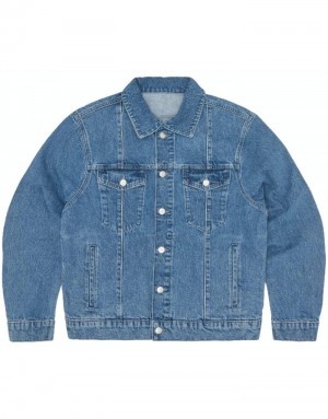 Mens Corteiz C-star Denim Trucker Jackets Blue | Y1L-9907