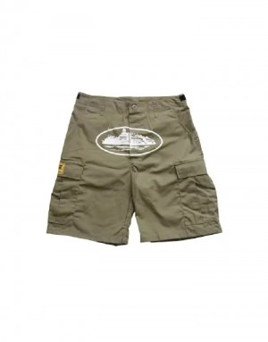 Mens Corteiz Guerillaz 21′ Cargo Cargos Khaki Green | J1J-0697