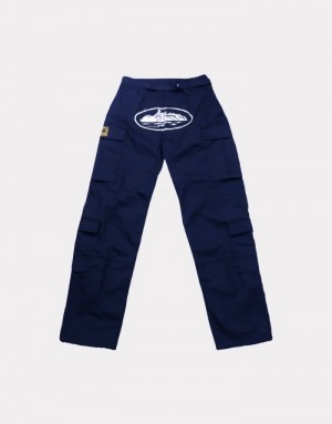 Mens Corteiz Guerillaz Cargo Cargos Navy | Y9Y-4807