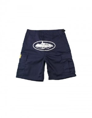 Mens Corteiz Guerillaz Shorts Navy | H7E-9961