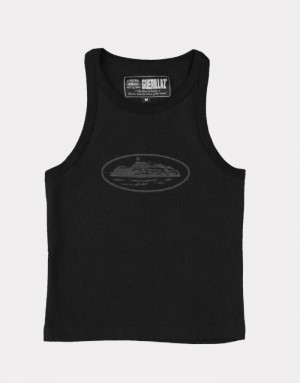 Mens Corteiz Guerillaz Tank Top Black | F4L-1145