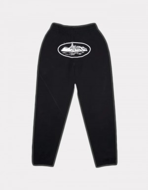 Mens Corteiz Og Alcatraz Joggers Black | F8N-8596