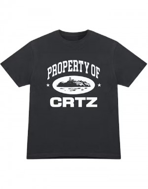 Mens Corteiz Og Property Of Crtz T Shirts Black | W3J-0265