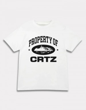 Mens Corteiz Og Property Of Crtz T Shirts White | V9O-4787