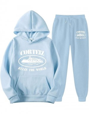 Mens Corteiz Premium Tracksuits Blue | F3O-7134