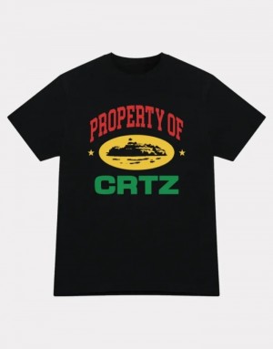 Mens Corteiz Property Of Crtz Carni T Shirts Black | W8D-1540