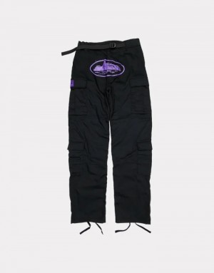 Mens Corteiz Purp Guerillaz Cargos Cargos Black / Purple | Z1Z-3839