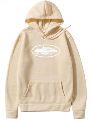 Mens Corteiz Superior Hoodie Beige | A3E-8726