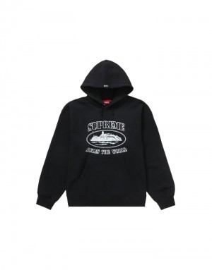 Mens Corteiz Supreme Rule The Word Hoodie Black | T4O-0112