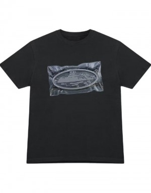 Mens Corteiz Vacuum Sealed T Shirts Black | L6N-6270