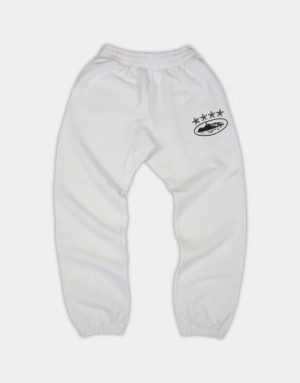 Womens Corteiz 4starz Alcatraz Sweatpants White | X7B-1003