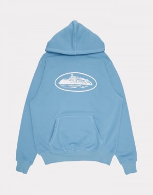 Womens Corteiz Alcatraz Hoodie Blue | D4Y-2944