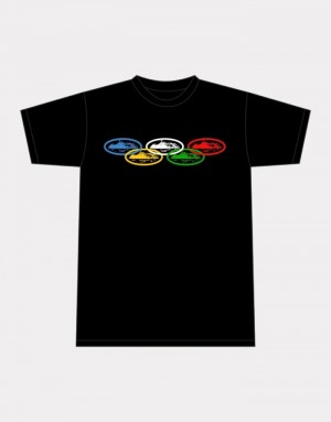 Womens Corteiz Alcatraz Olympic T Shirts Black | G5W-6737