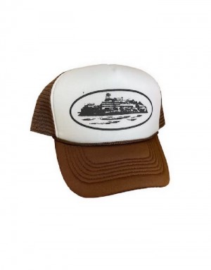 Womens Corteiz Alcatraz Trucker Caps Brown | F3F-6039