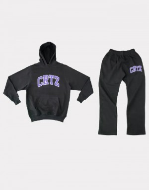 Womens Corteiz Dropout Ensemble Tracksuits Black / Purple | Y5Y-6687