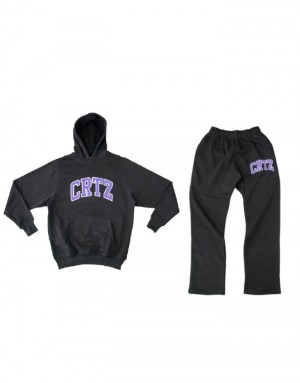 Womens Corteiz Dropout Tracksuits Black / Purple | F9Y-0700