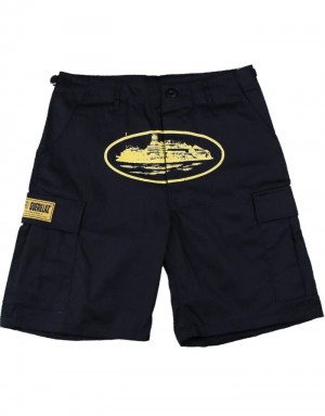 Womens Corteiz Guerillaz 21′ Shorts Black / Yellow | P7G-4174