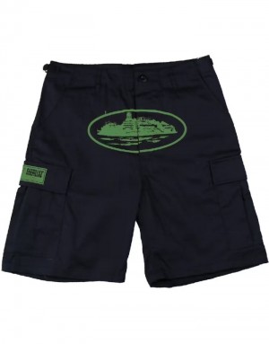 Womens Corteiz Guerillaz Shorts Black / Green | T8X-7621