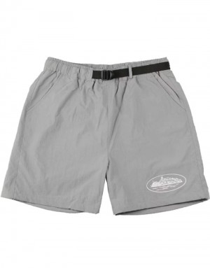 Womens Corteiz Nylon Litework Shorts Silver | E8F-2783