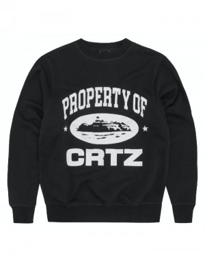 Womens Corteiz P.O.C Sweatshirts Black | X1Z-1311