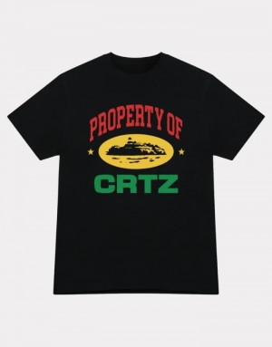 Womens Corteiz Property Of Crtz Carni T Shirts Black | X8O-4873