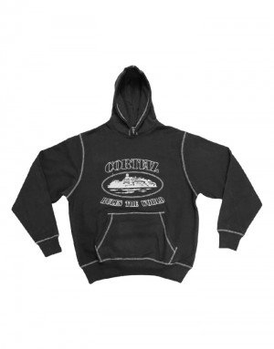 Womens Corteiz Superior Hoodie Black | V8C-8313