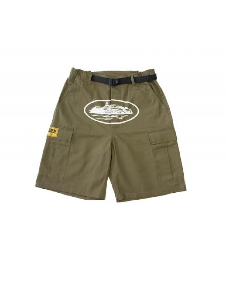 Mens Corteiz Alcatraz Cargo Cargos Khaki Green | V0A-3194