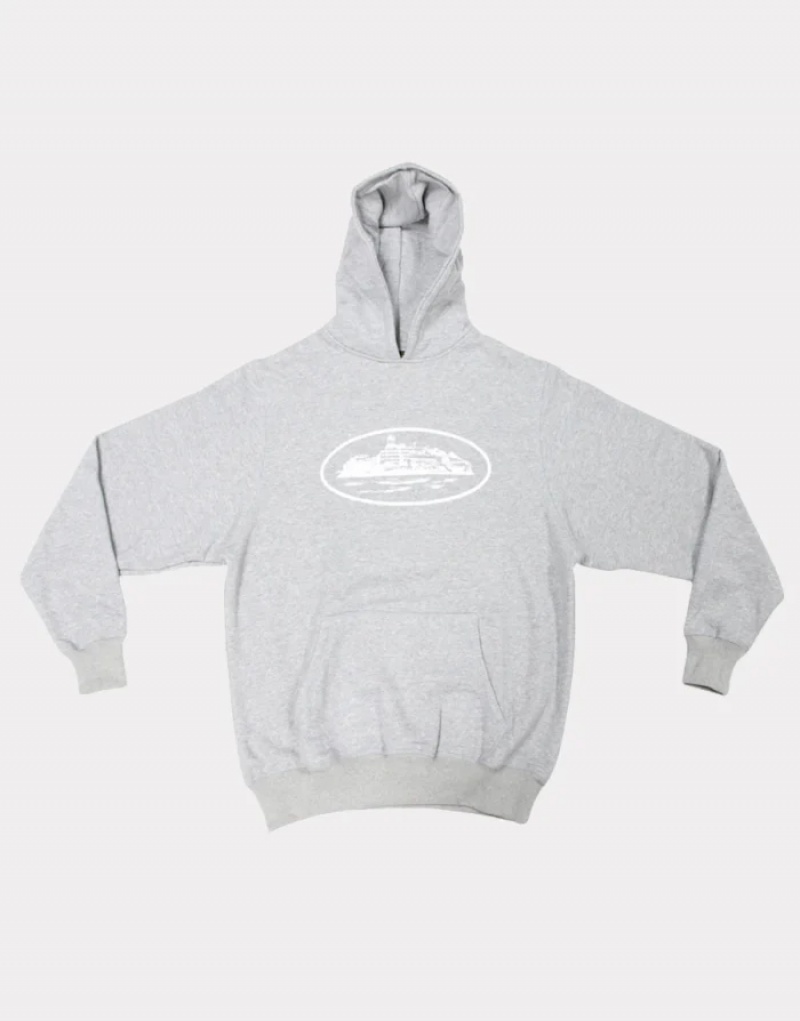 Mens Corteiz Alcatraz Hoodie Grey | R9S-7182