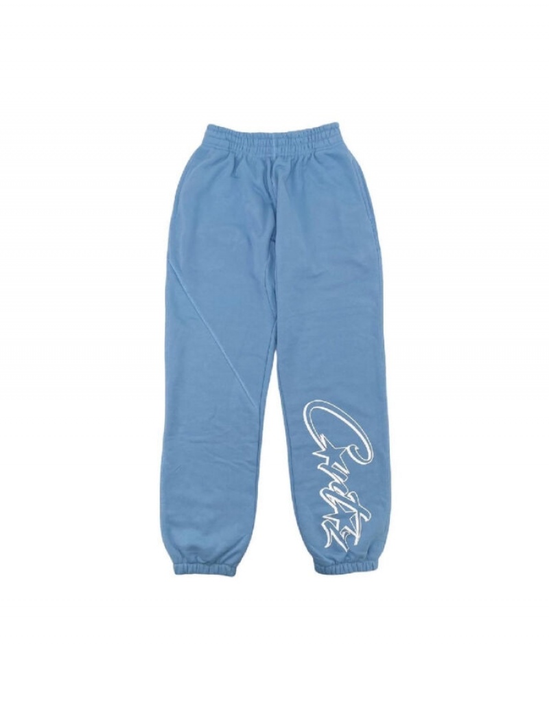 Mens Corteiz Allstarz Joggers Light Blue | V6M-1195