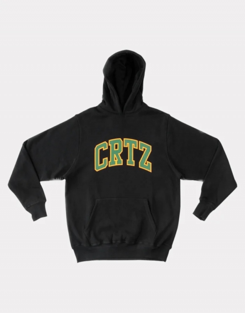 Mens Corteiz Dropout Hoodie Black | U5S-4491