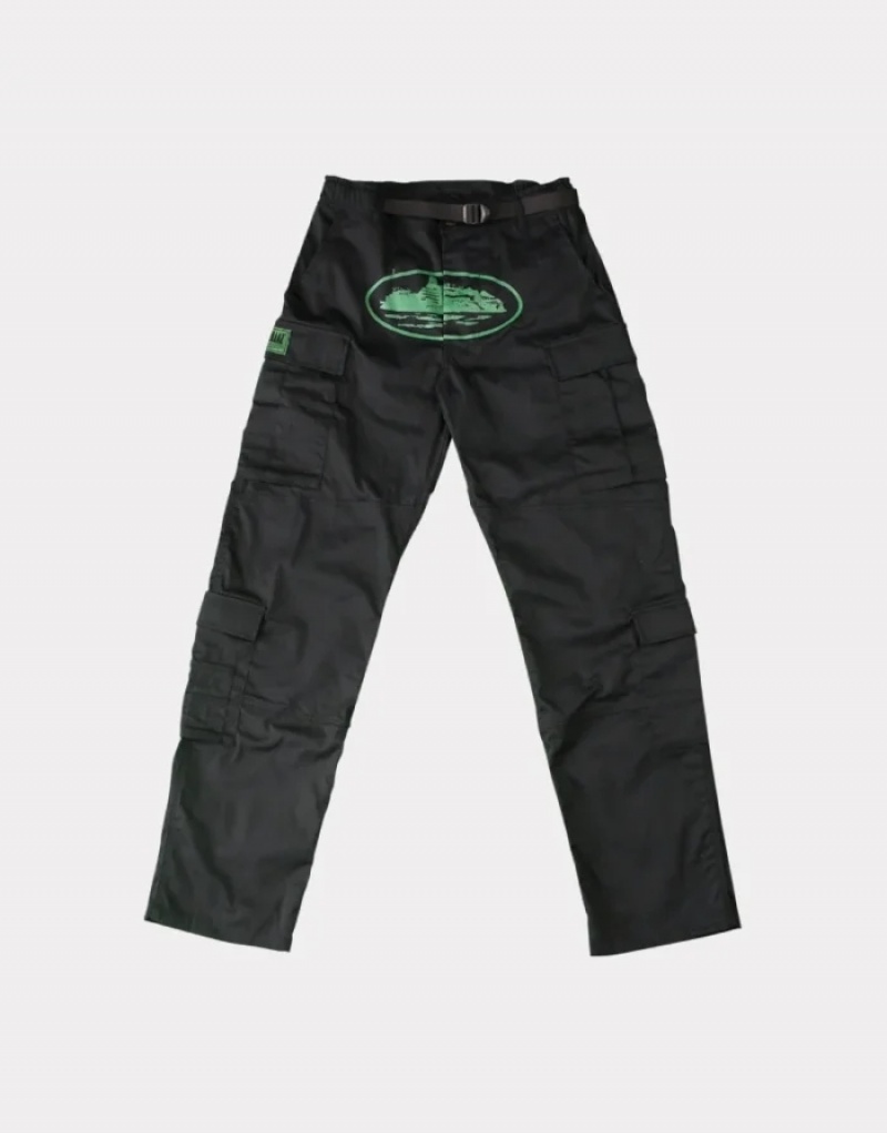 Mens Corteiz Mula Guerillaz Cargos Cargos Black / Green | P6Z-0804