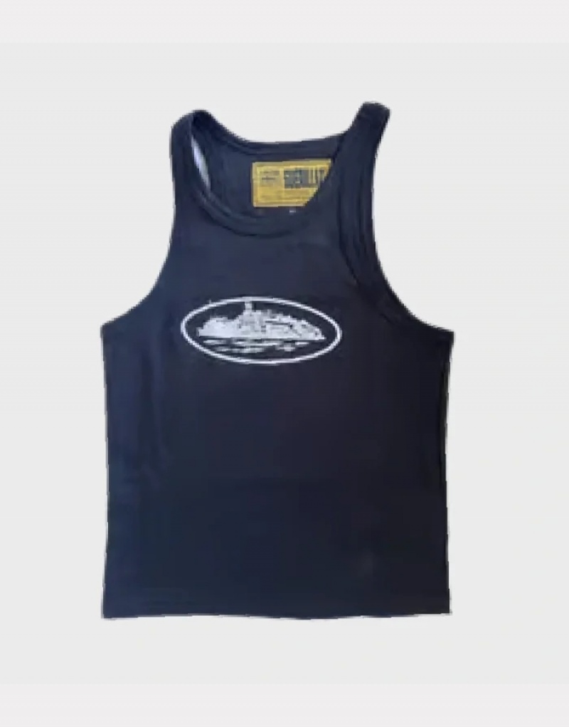 Mens Corteiz Tank Top Blue | H3P-1524