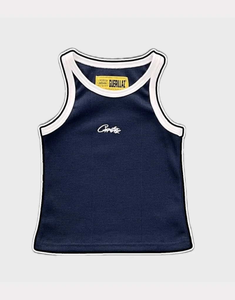 Mens Corteiz Tank Top Navy | B4H-7112