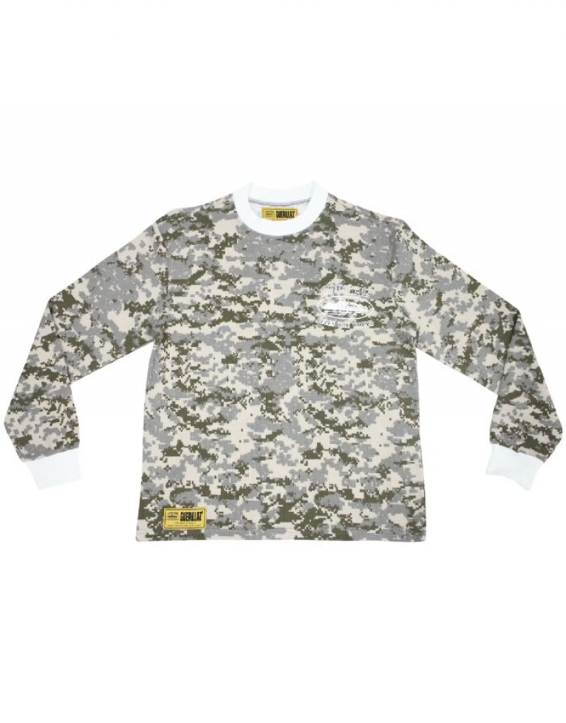 Womens Corteiz Alcatraz Insignia Waffle Longsleeve Shirts Camo | J4Q-5269