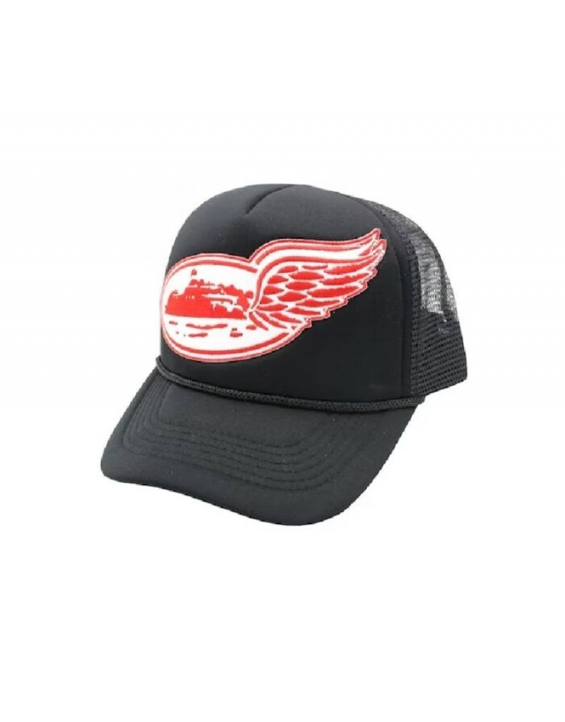 Womens Corteiz Alcatraz Wing Trucker Caps Black / Red / White | Y2S-8049