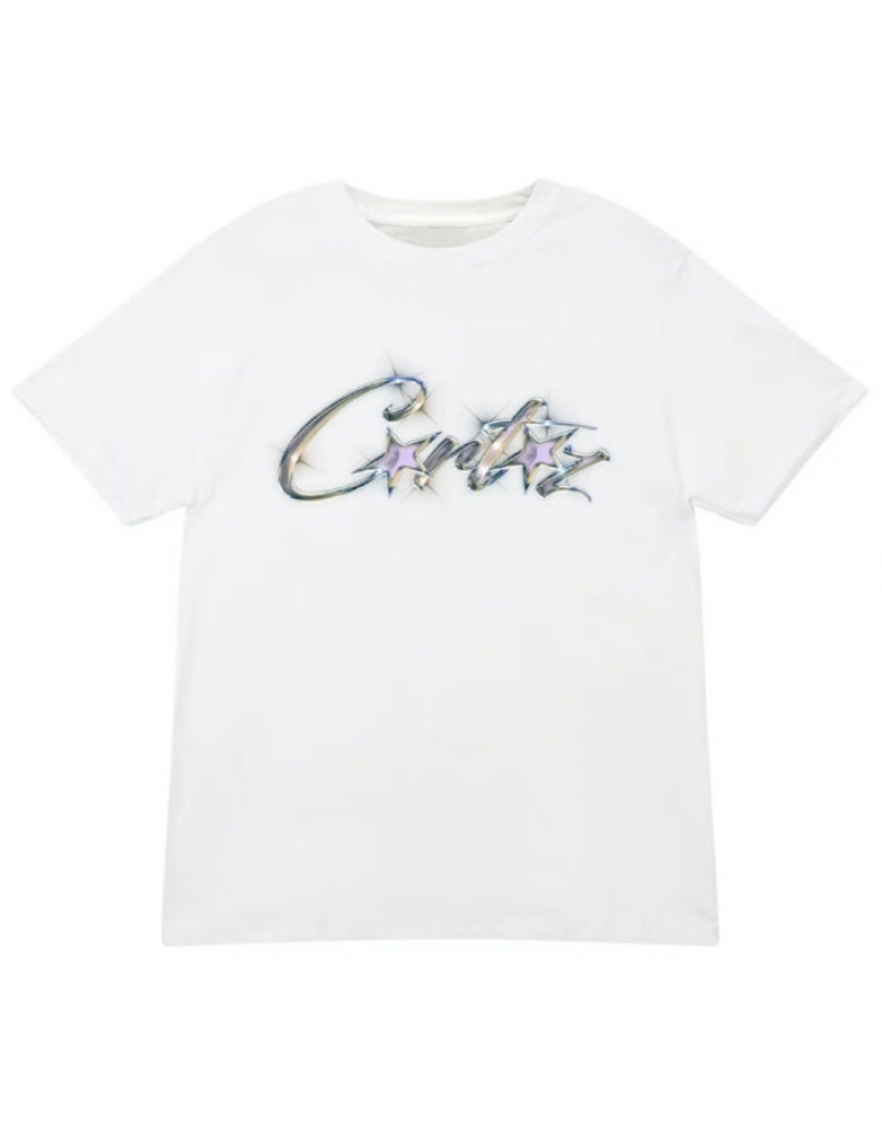 Womens Corteiz Allstarz Sparkle T Shirts White | X2B-0494