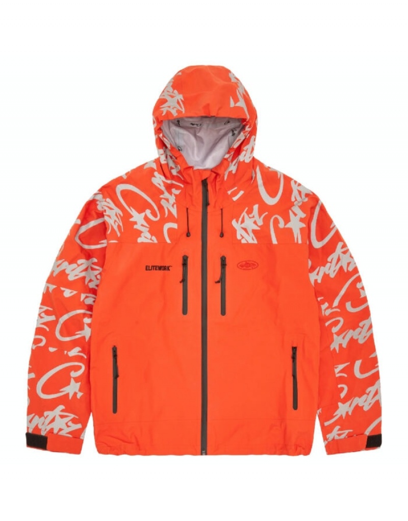 Womens Corteiz Elitework Waterproof Shell Jackets Orange | E3F-7040