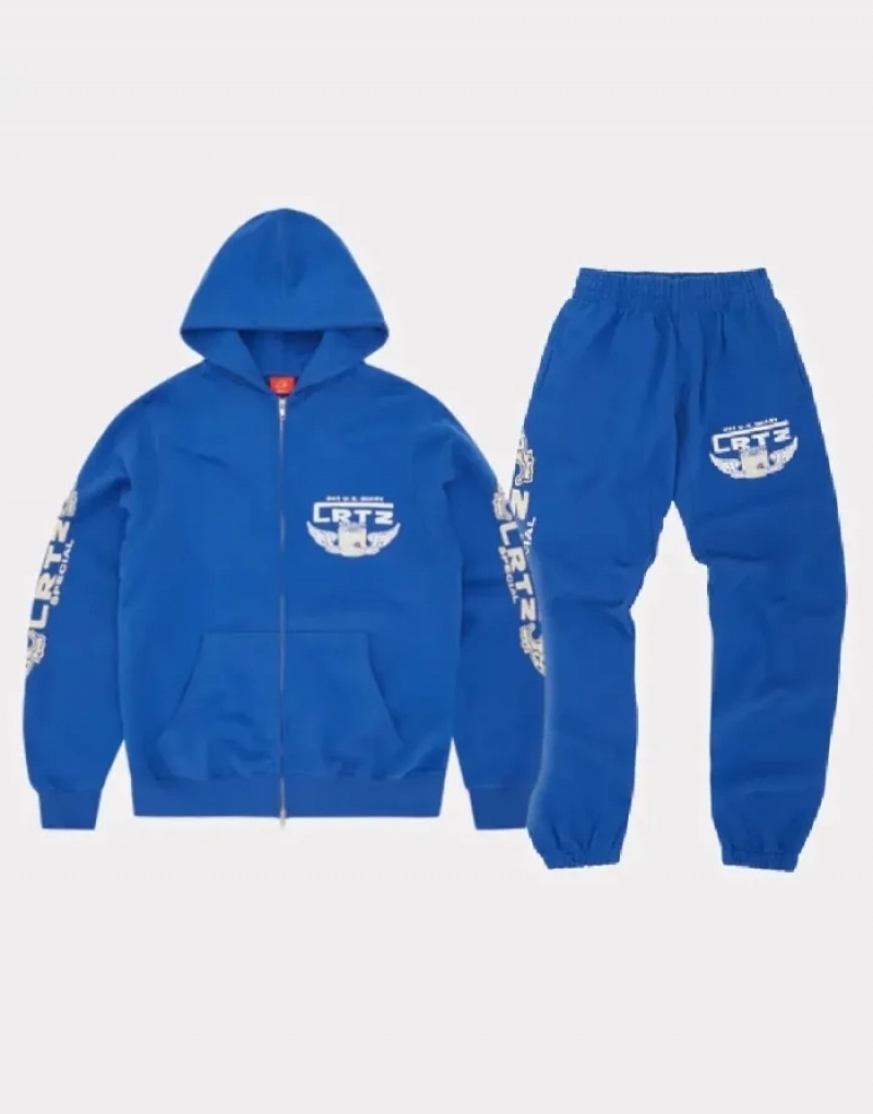 Womens Corteiz Gasolina Tracksuits Blue | D7N-8348