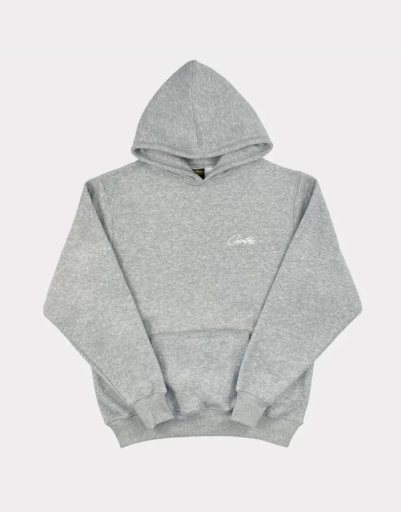 Womens Corteiz Hmp Embroidery Hoodie Grey | H6Y-5986