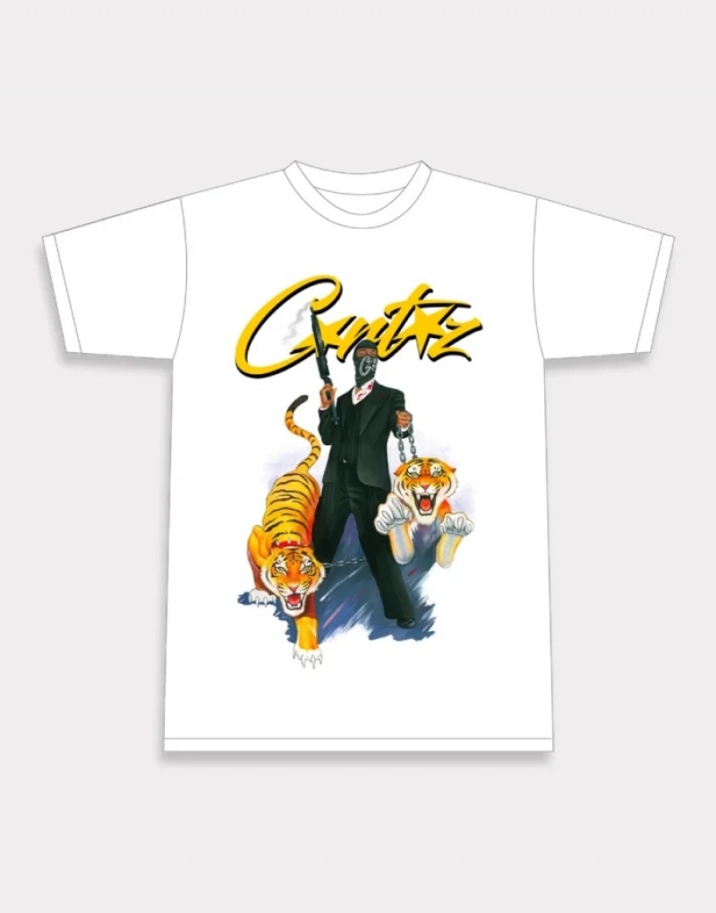 Womens Corteiz Scareface T Shirts White | K1R-3592