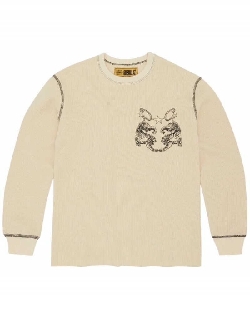 Womens Corteiz Tiger Waffle Longsleeve Sweatshirts Cream | Z0H-2579